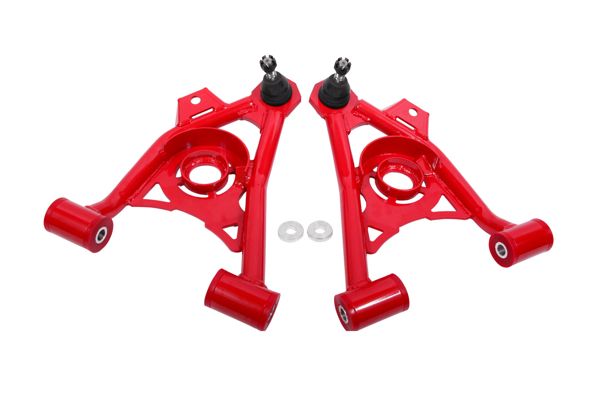 BMR 94-04 Ford Mustang Non-Adj. A-Arms Lower (Poly) w/ Spring Pocket - Red - AA040R