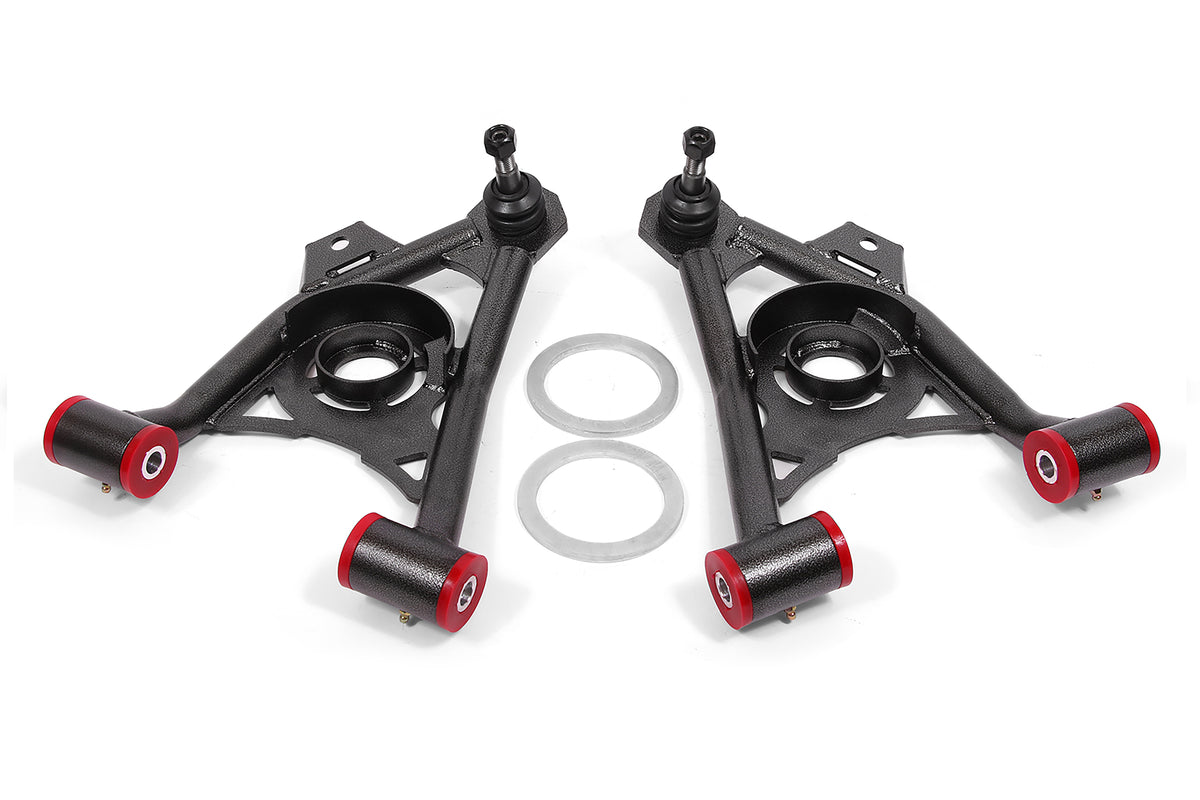 BMR 94-04 Mustang Lower Non-Adj. A-Arms (Poly) w/ Tall Ball Joint / Spring Pocket - Black Hammertone - AA043H
