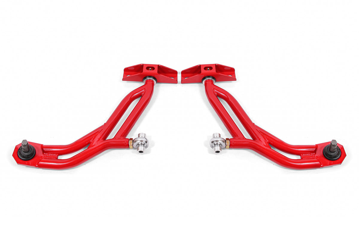 BMR 10-14 Ford Mustang Adj. Lower A-Arms w/ Delrin/Rod End / 19mm Tall Ball Joint - Red - AA757R