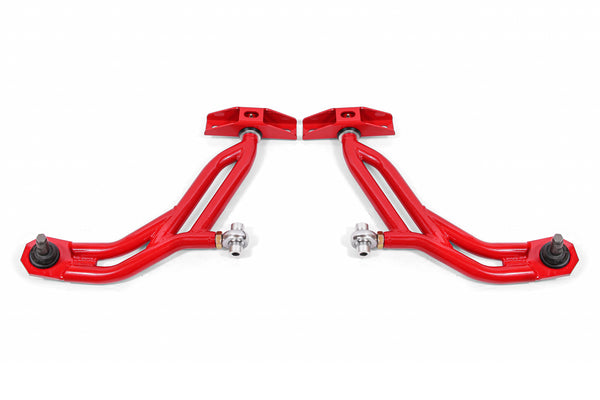 BMR 10-14 Ford Mustang Adj. Lower A-Arms w/ Delrin/Rod End / 19mm Tall Ball Joint - Red - AA757R