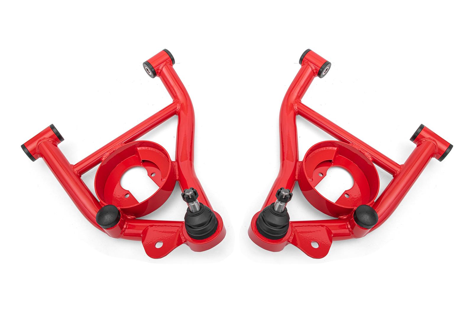 BMR 78-87 GM G-Body A-Arms Lower Delrin Bushings Std Ball Joint - Red - AAL461R for 1978-1987 Buick Regal - front view