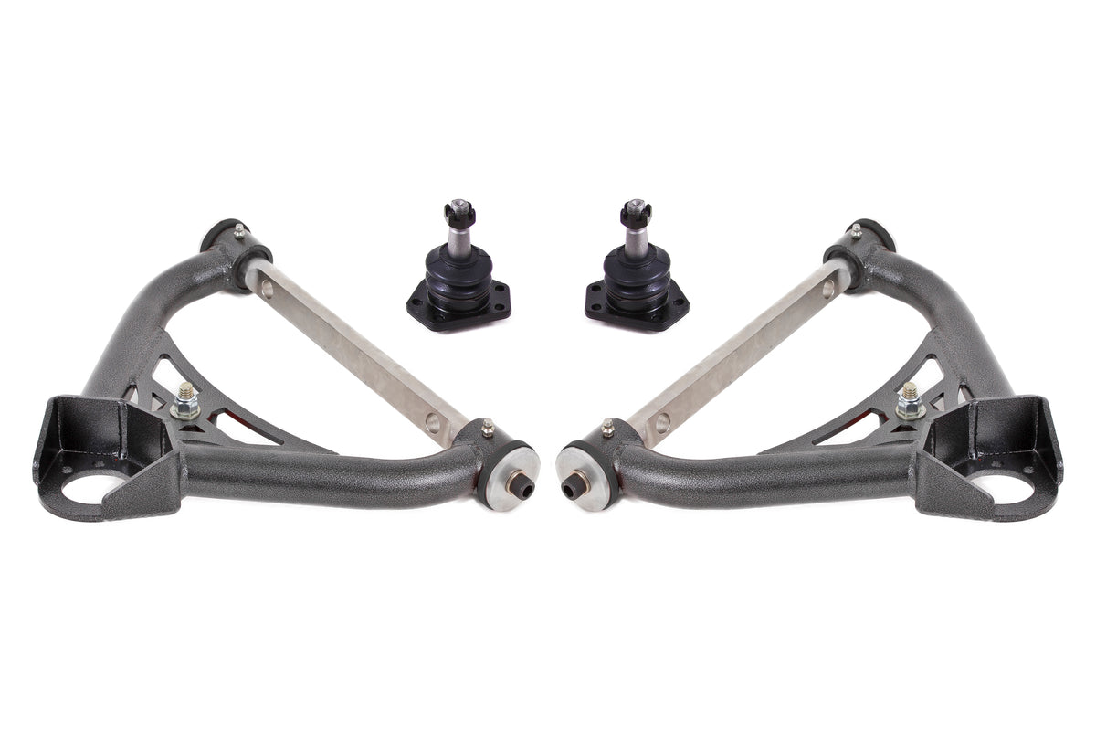 BMR 70-81 Chevrolet Camaro A-Arms Upper Non-Adjustable Delrin Std Ball Joint - Black Hammertone - AAU321H