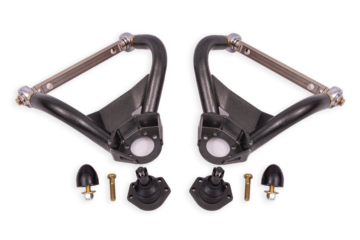 BMR 64-72 GM A-Body Adjustable Upper A-Arms Standard Ball Joint - Black Hammertone - AAU403H