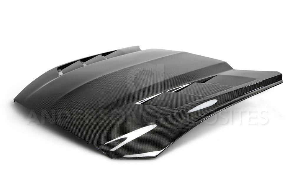 Anderson Composites 15-17 Ford Mustang (Excl. GT350/GT350R) Heat Extractor Double Sided Hood - AC-HD15FDMU-SA-DS