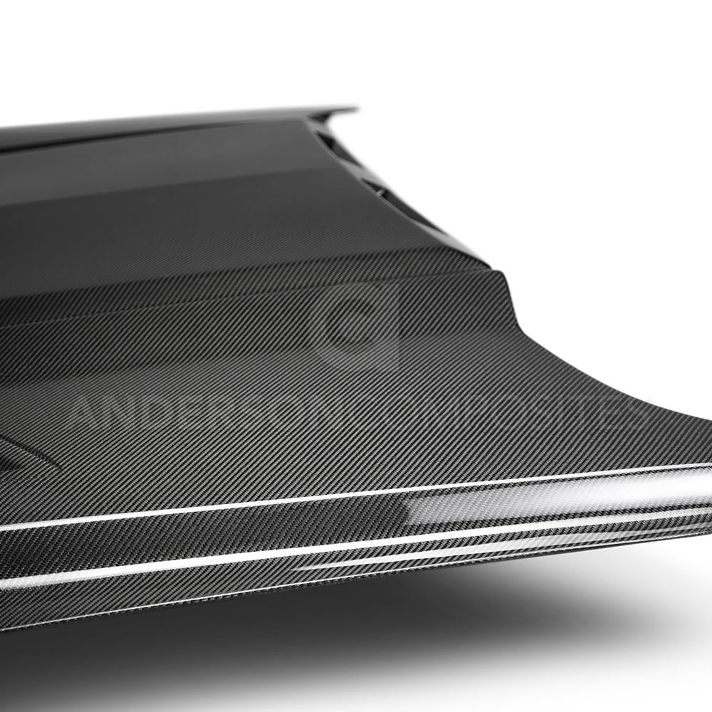 Anderson Composites 2018-2019 Ford Mustang Ram Air Double Sided Carbon Fiber Hood - AC-HD18FDMU-AB-DS