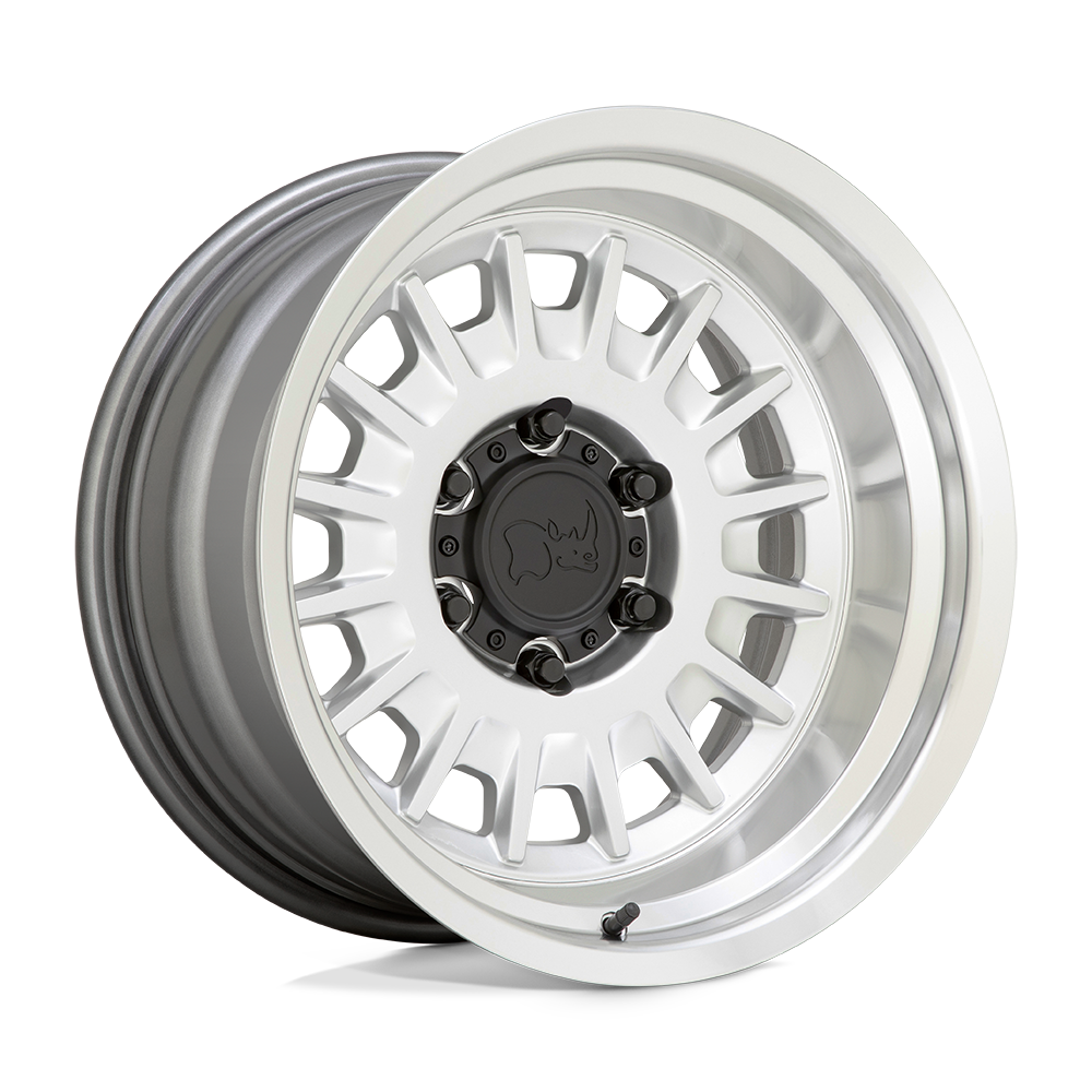 Black Rhino Hard Alloys Aliso 17X8.5 6X139.7 -10MM Gloss Silver W/ Mirror Cut