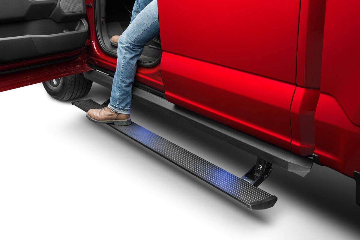 AMP Research 2009-2014 Ford F-150 SuperCrew PowerStep XL - Black - 77141-01A for 2009-2014 Ford F 150 - front view