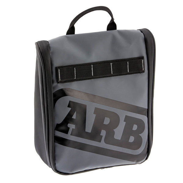 ARB Toiletries Bag Charcoal Finish w/ Red Highlights PVC Outer Shell Mesh Pockets Mirror - ARB4209 by ARB - front view