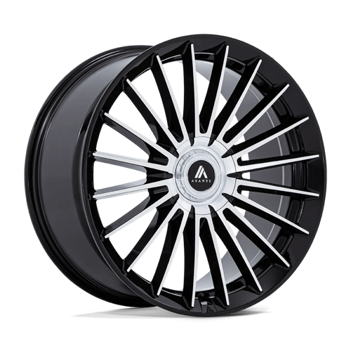 Asanti Black Ab048 Viceroy 22X9 5X112/5X120/5X120 +27MM Gloss Black W/ Machined Face
