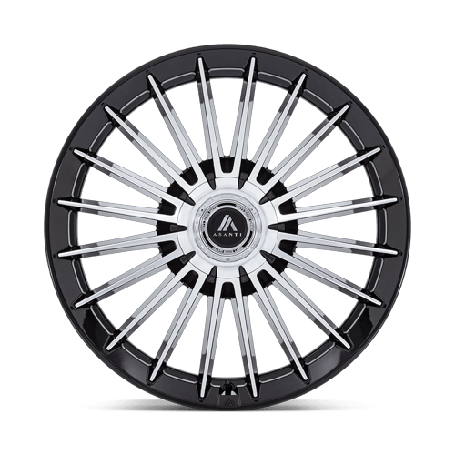 Asanti Black Ab048 Viceroy 20X9 5X112/5X120/5X120 +27MM Gloss Black W/ Machined Face