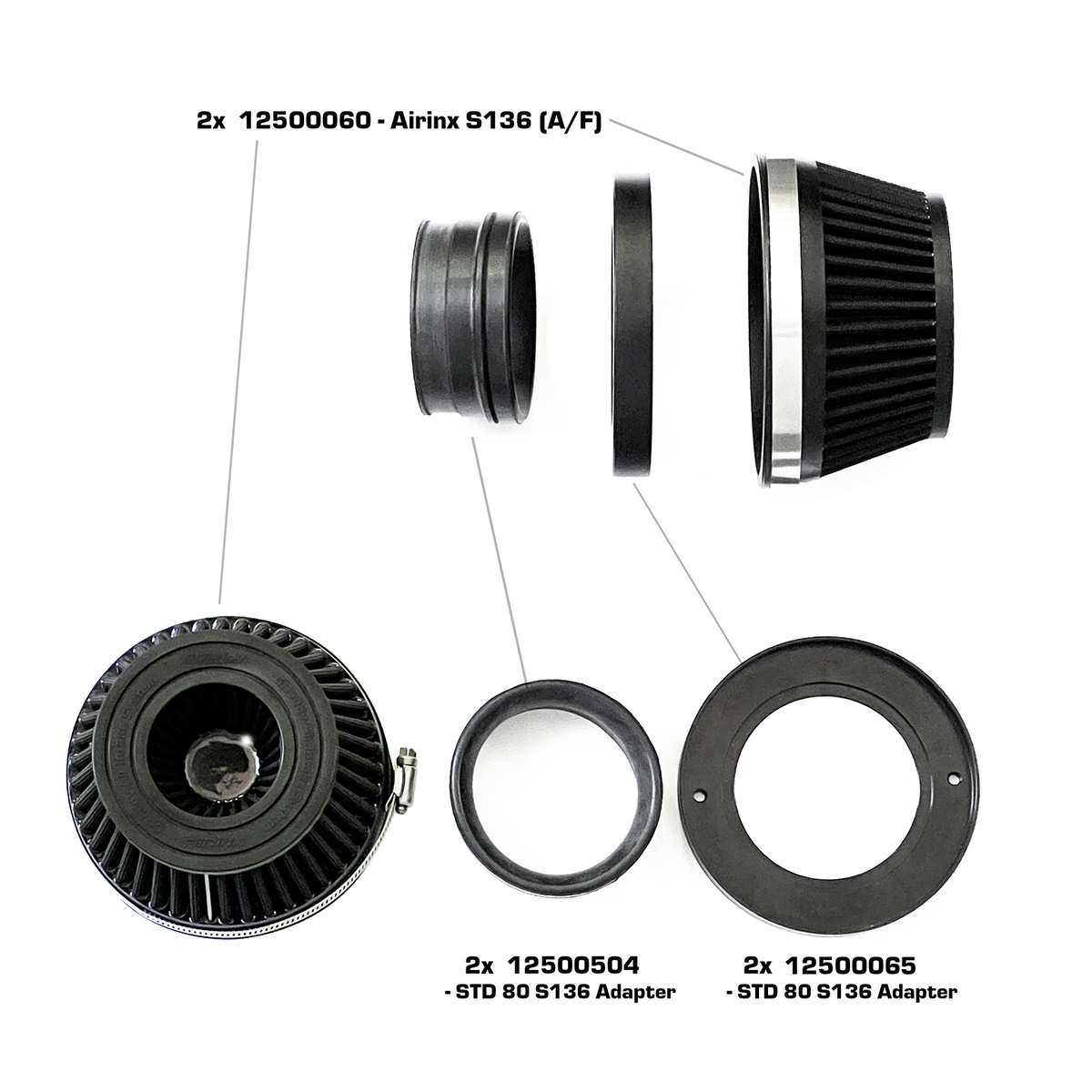 GReddy - ShopGreddy Spl.: GReddy A/F-Type Airinx S 136 Air Filter, Baseplate & Adapters - 12500065