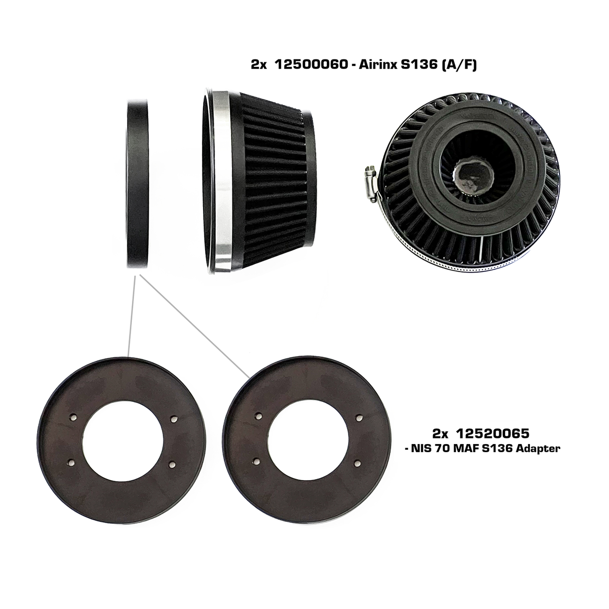 GReddy - ShopGreddy Spl.: GReddy A/F-Type Airinx S 136 Air Filter, Baseplate & Adapters - 12500065