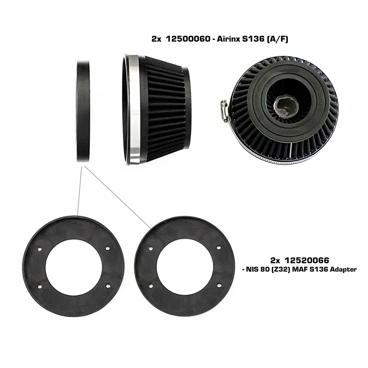 GReddy - ShopGreddy Spl.: GReddy A/F-Type Airinx S 136 Air Filter, Baseplate & Adapters - 12500065
