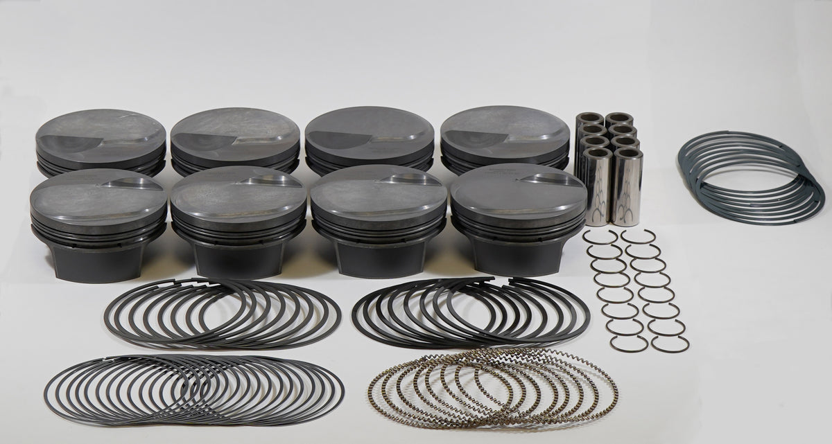 Mahle MS Piston Set BBC 505ci 4.350in Bore 4.25in Stroke 6.385in Rod .990 Pin 43cc 13.2 CR Set of 8 - 929906750