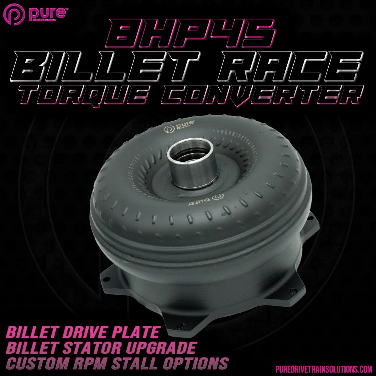Pure Drivetrain 8HP45 High Performance Billet Race Torque Converter - 26/50 Stator - AWD - 16-98-2650