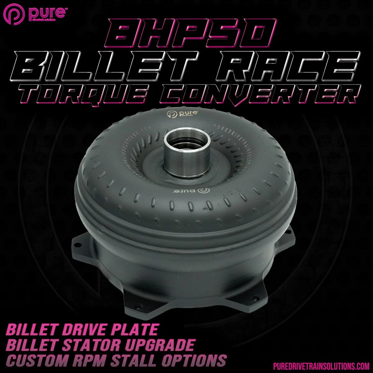 Pure Drivetrain 8HP50 High Performance Billet Race Torque Converter - 20/65 Stator - RWD - 16-97-2065