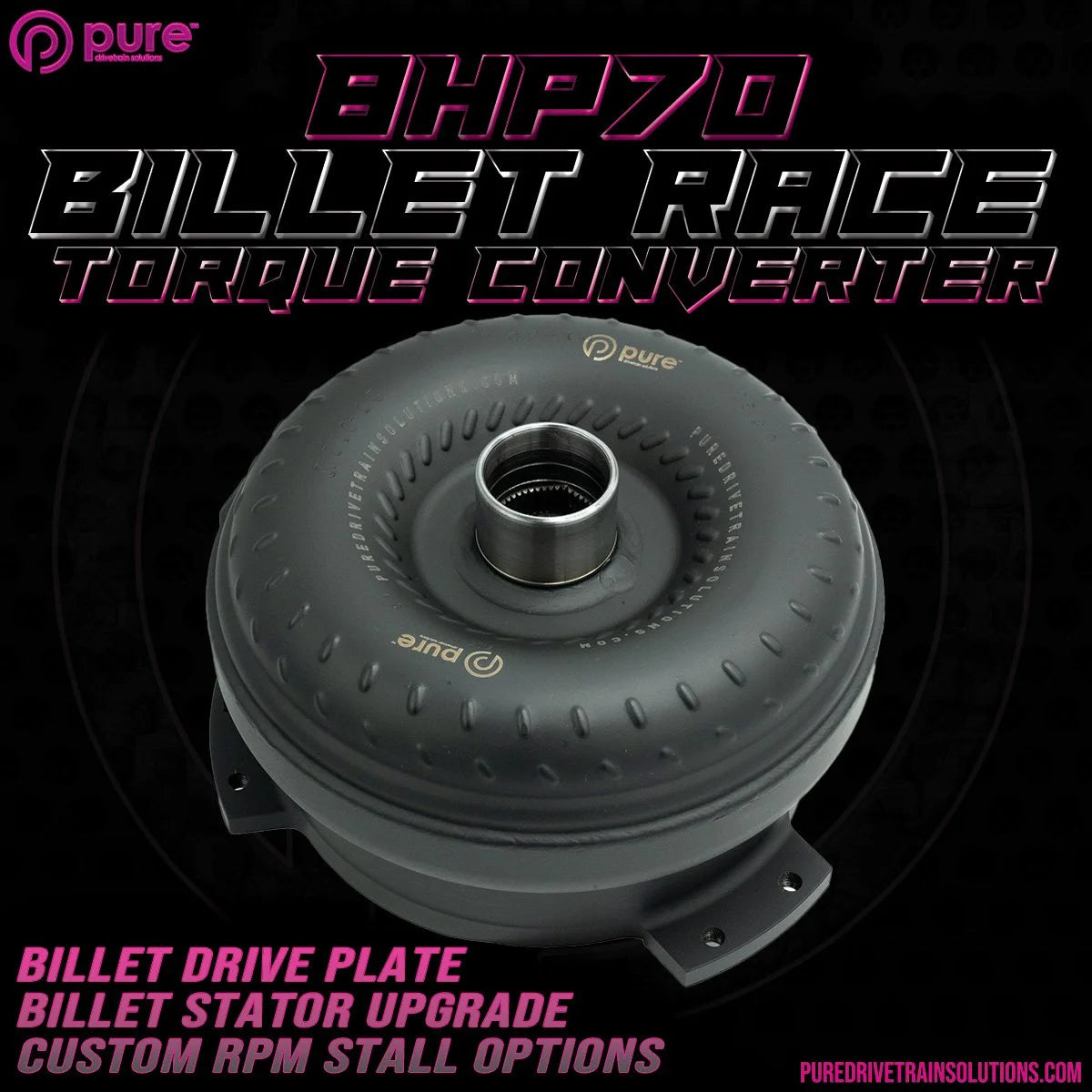 Pure Drivetrain 8HP70 High Performance Billet Race Torque Converter - 26/45 Stator - RWD - 16-90-2645