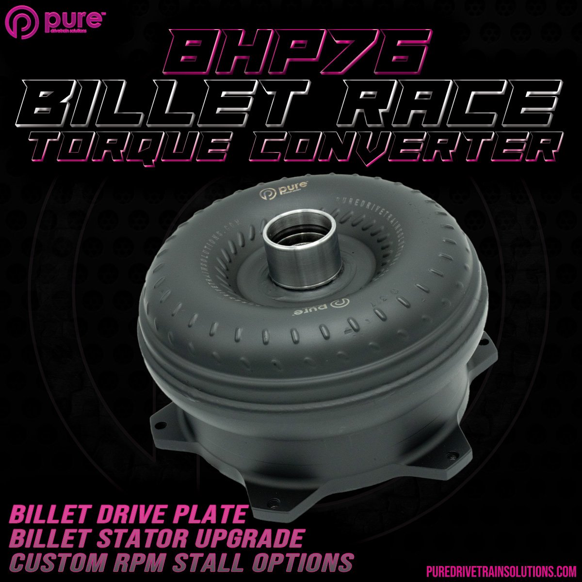 Pure Drivetrain 8HP76 High Performance Billet Race Torque Converter - 20/65 Stator - RWD - 16-86-2065