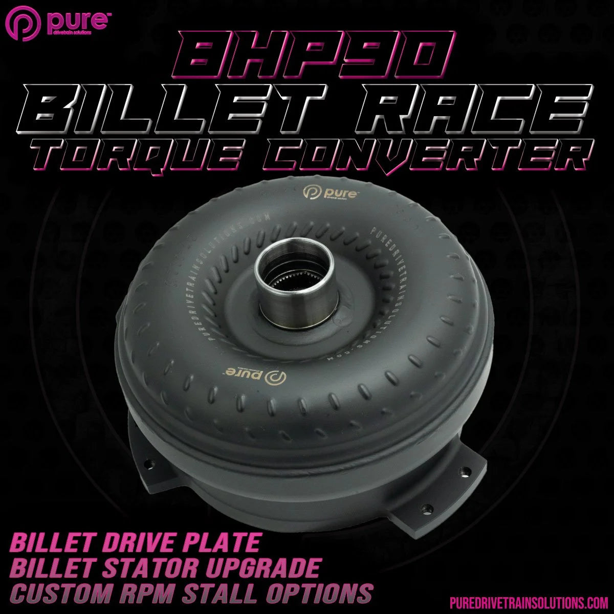 Pure Drivetrain 8HP90 High Performance Billet Race Torque Converter - 26/45 Stator - RWD - 16-84-2645