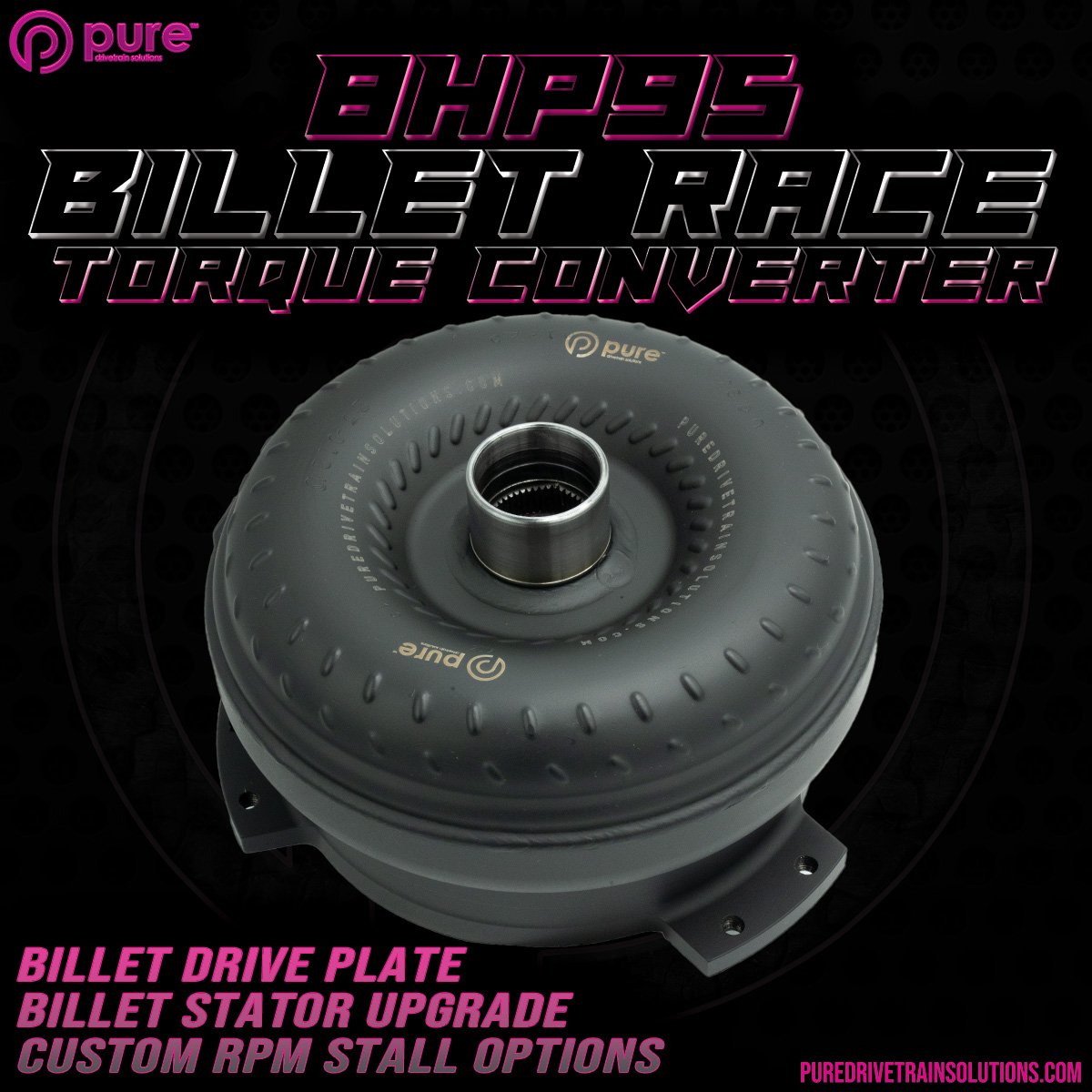 Pure Drivetrain 8HP95 High Performance Billet Race Torque Converter - 26/55 Stator - AWD - 16-82-2655