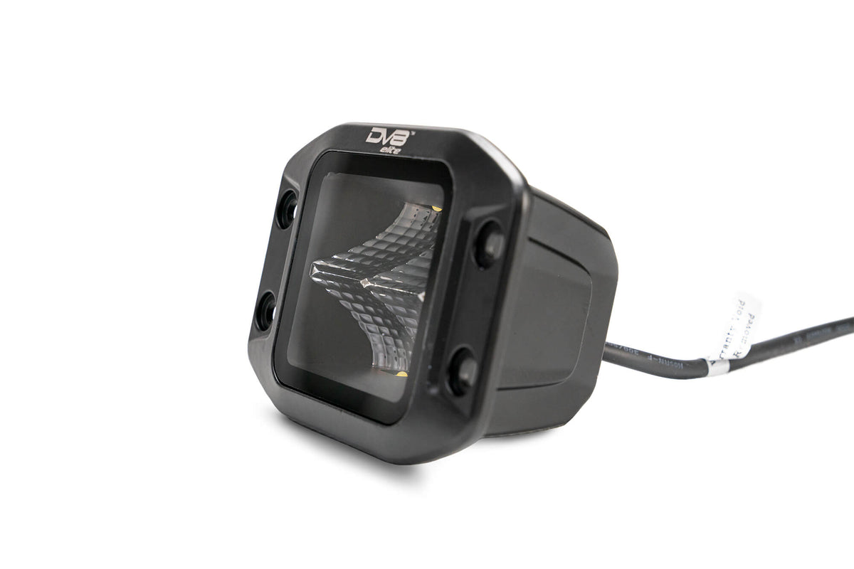 DV8 Offroad - Universal 3 In. Cube LED Light With Flood Pattern And Flush Mount Plate Built In - BE3FMW40W