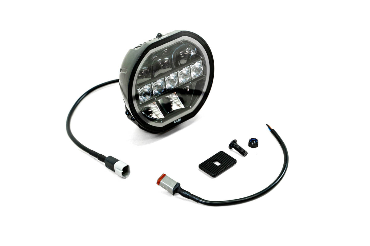 DV8 Offroad - 7-Inch Halo Elite Round Light w/ Accent Halo - BE7RW108W-H