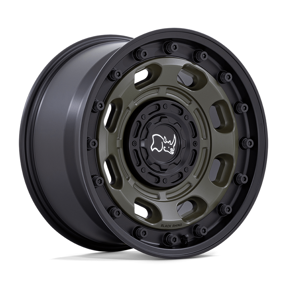 Black Rhino Hard Alloys Atlas 16X8 6X120/6X139.7/6X139 -10MM Olive Drab Green W/ Black Lip