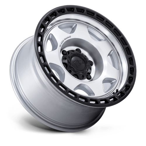Black Rhino Hard Alloys Br018 Voyager 17X8.5 5X127 +0MM Silver Machined W/ M-Black Lip