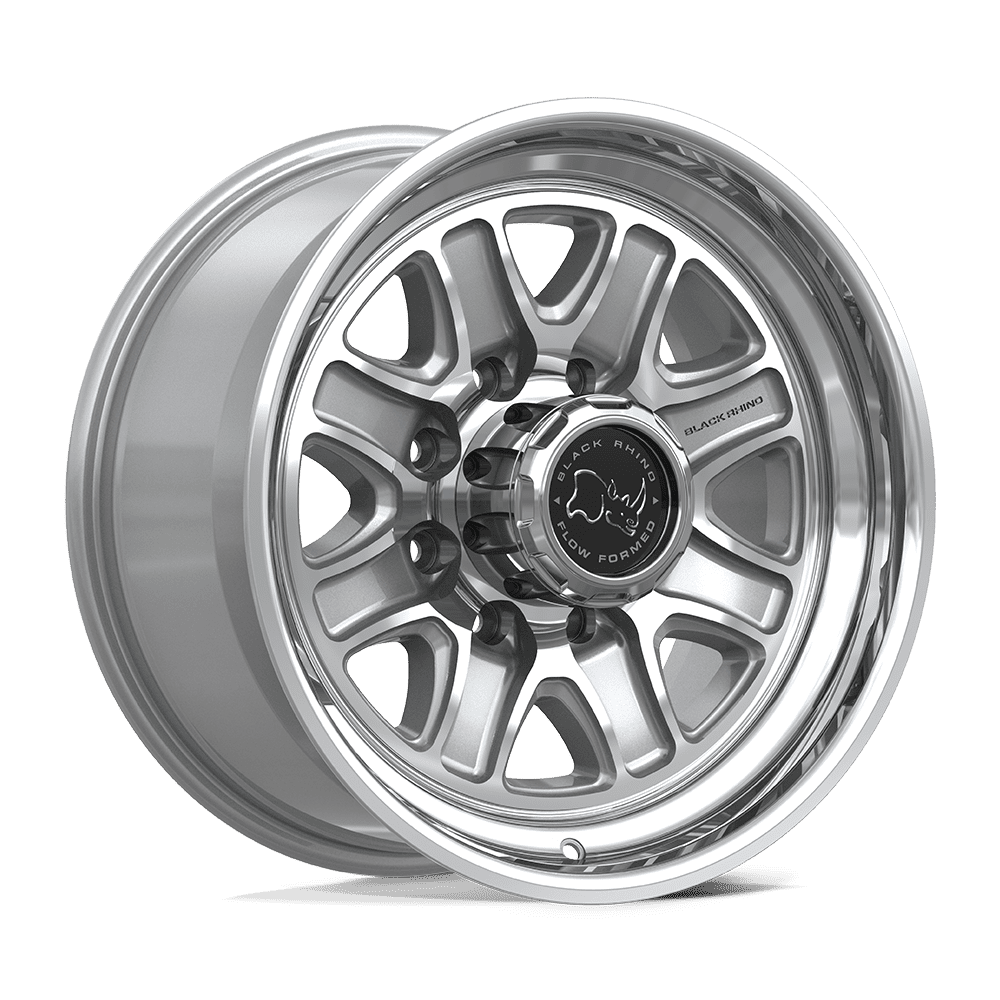 Black Rhino Hard Alloys Br032 Echo 18X9 8X170 +12MM Gloss Silver W/ Machined Face