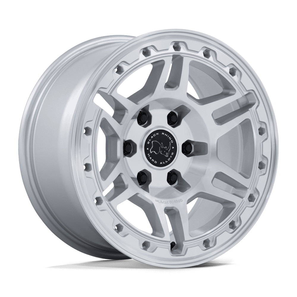 Black Rhino Hard Alloys Br039 Vanguard 20X9 6X139.7 +15MM Gloss Silver W/ Machined Face