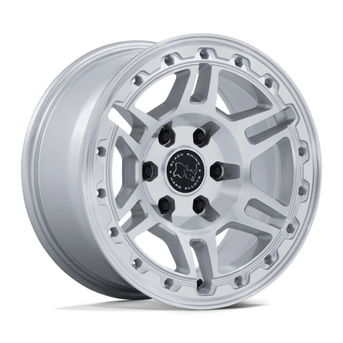 Black Rhino Hard Alloys Br039 Vanguard 17X8 6X139.7 +32MM Gloss Silver W/ Machined Face