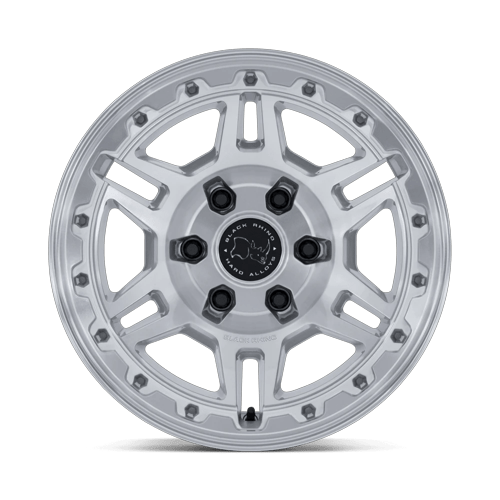 Black Rhino Hard Alloys Br039 Vanguard 17X8.5 6X139.7 +25MM Gloss Silver W/ Machined Face