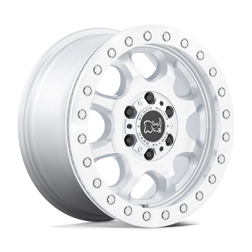 Black Rhino Hard Alloys Venture Beadlock 17X8 6X130 +38MM Gloss Silver W/ Machined Face