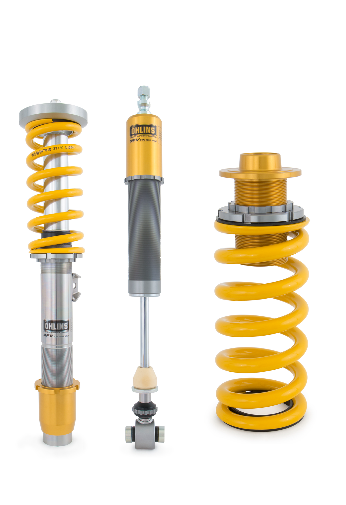 Ohlins 16-20 BMW M2/M3/M4 (F87/F8X) Road & Track Coilover System - BMS MR40S1 for 2016-2021 BMW M2 - front view