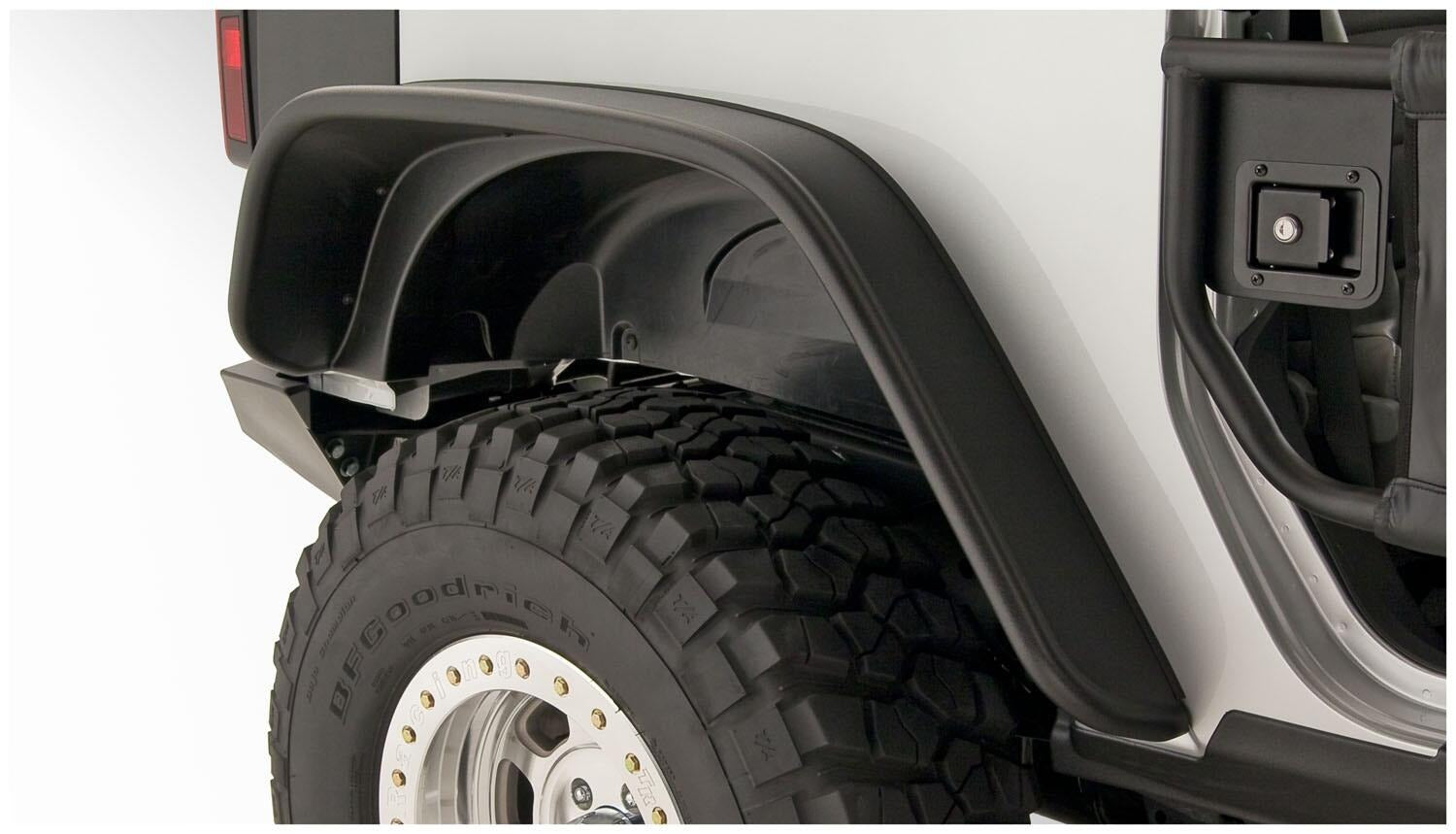 Bushwacker 07-18 Jeep Wrangler Flat Style Flares 2pc Fits 2-Door Sport Utility Only - Black - 10052-07 for 2007-2018 Jeep Wra
