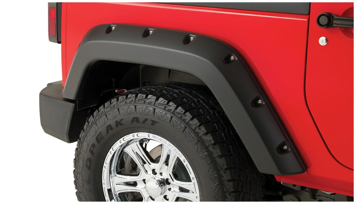 Bushwacker 07-18 Jeep Wrangler Pocket Style Flares 2pc Fits 2-Door Sport Utility Only - Black - 10078-02