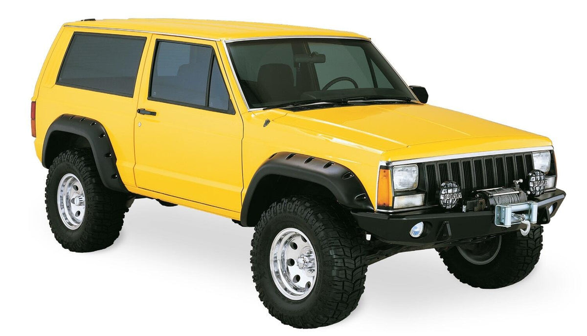 Bushwacker 84-01 Jeep Cherokee Cutout Style Flares 4pc Fits 2-Door Sport Utility Only - Black - 10912-07