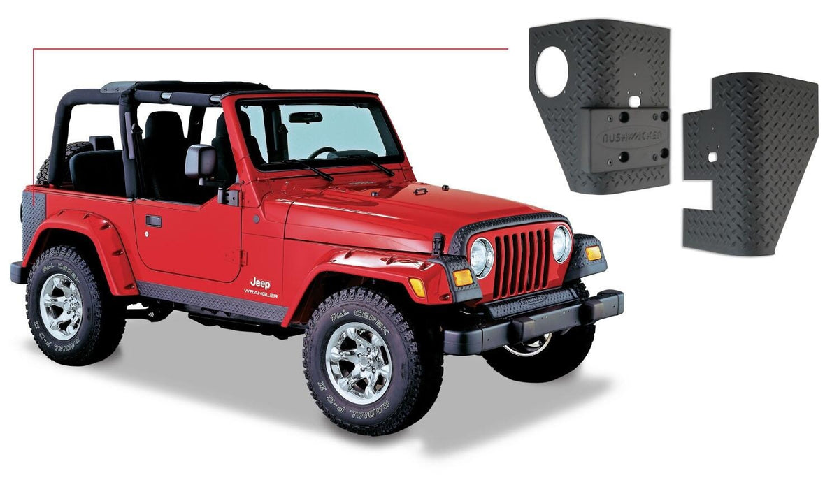 Bushwacker 97-06 Jeep Wrangler Trail Armor Rear Corners - Black - 14001 for 1997-2006 Jeep Wrangler - front view