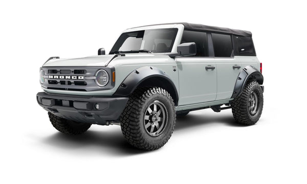Bushwacker 2021+ Ford Bronco 4-Door Pocket Style Flares 4pc - Black - 20960-02 for 2021-2026 Ford Bronco - front view