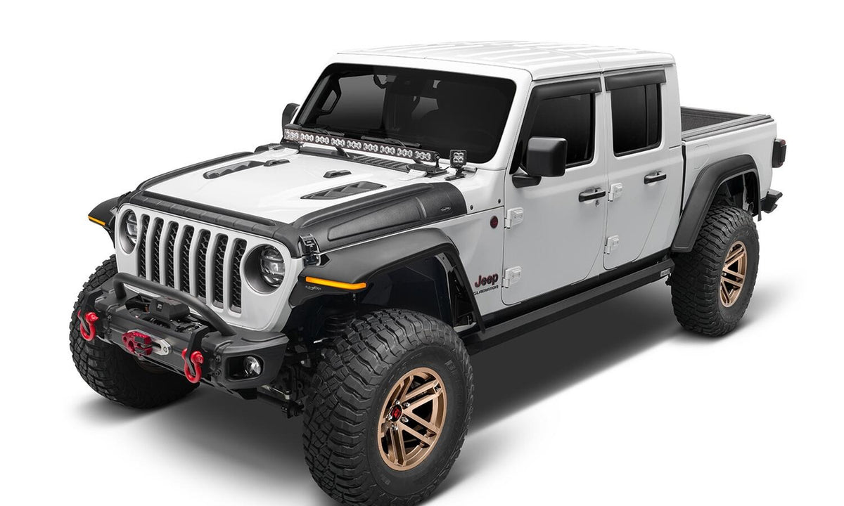 Bushwacker 18-22 Jeep Wrangler 2/4dr / 20-22 Jeep Gladiator Trail Armor Hood Armor (3pc) - Tex. Blk - 14131