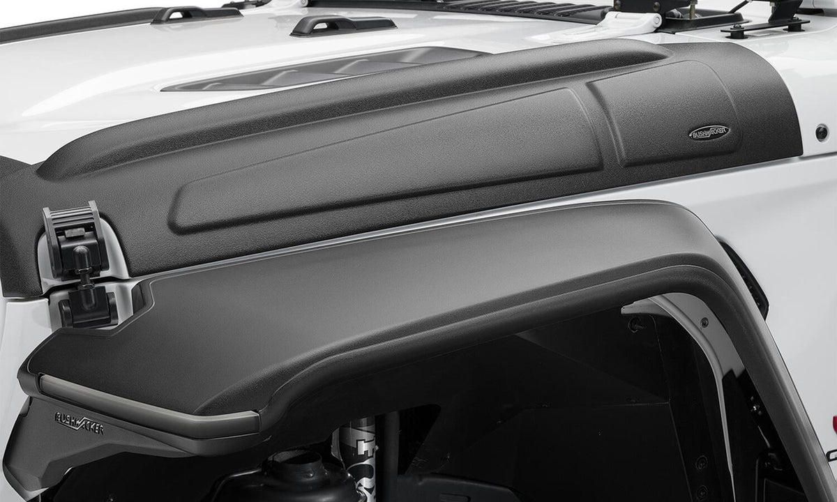 Bushwacker 18-22 Jeep Wrangler 2/4dr / 20-22 Jeep Gladiator Trail Armor Hood Armor (3pc) - Tex. Blk - 14131