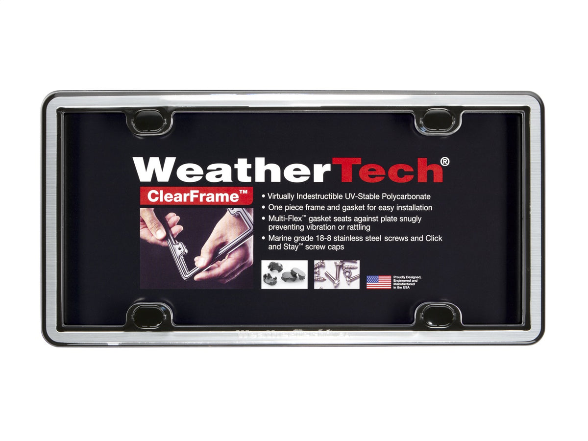 Weathertech - ClearFrame™ License Plate Frame - Brushed Stainless - 63027