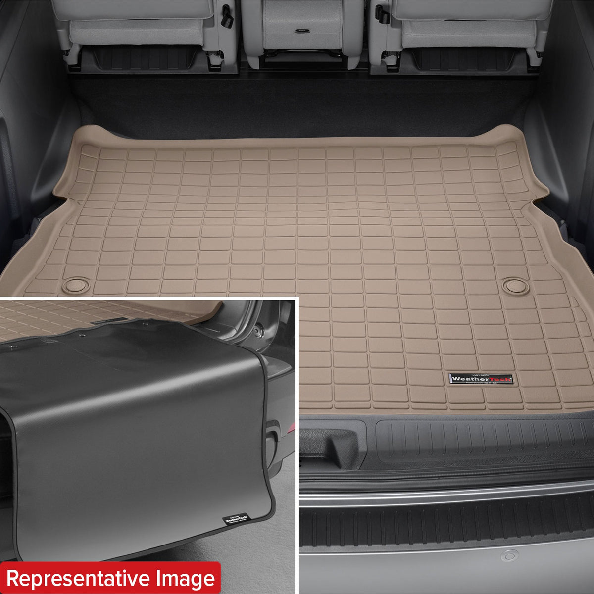 Weathertech - SeatBack Cargo Liner HP w/Bumper Protector - Tan Behind 2nd Row Seating 15-24 Edge - 411506IMSK