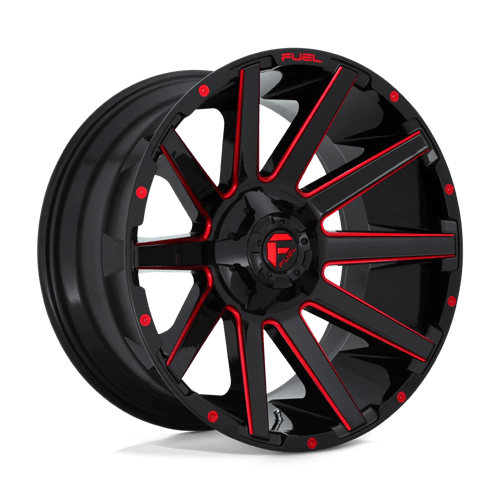 Fuel Off-Road Aluminum Wheels 18X9 Contra D643 Gloss Black W/ Red Tint