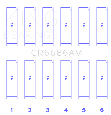 King Engine Bearings Toyota 1Mzfe (Size +0.50mm) Connecting Rod Bearing Set - CR6686AM0.5