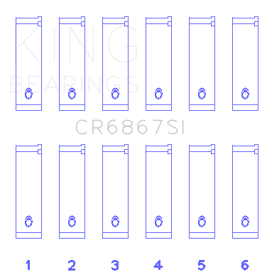 King Engine Bearings Chrysler 215 Cid/241 Cid 24V (Size +0.50mm) Connecting Rod Bearing Set - CR6867SI0.5