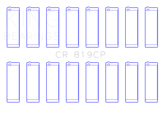 King GM 250/273/300 16V (Size .026) Connecting Rod Bearings (Set of 8) - CR819CP.026