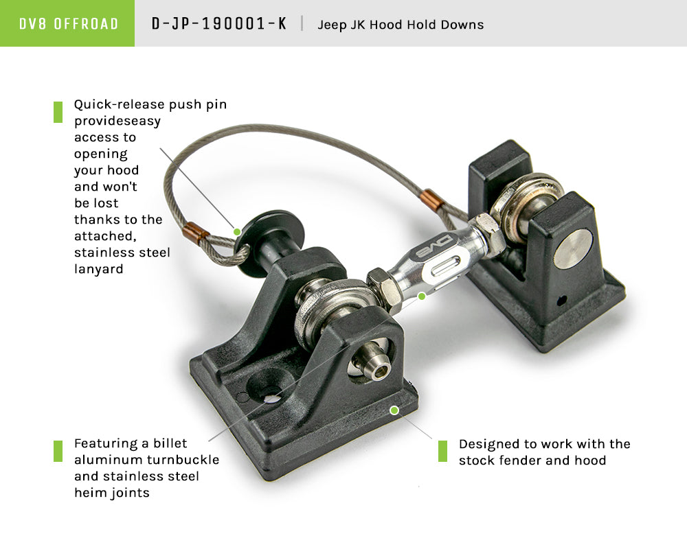 DV8 Offroad - Hood Hold Down; Pair - D-JP-190001-K
