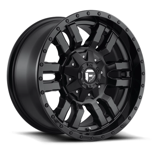 Fuel Off-Road Aluminum Wheels 22X10 Sledge D596 Matte Black Gloss Black Lip