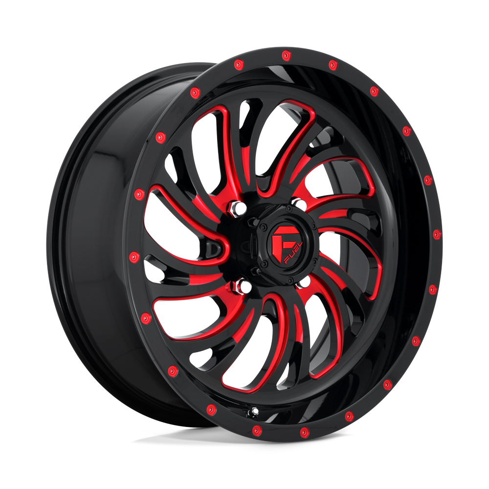 Fuel Off-Road Aluminum Wheels 18X7 Kompressor Utv D642 Gloss Black W/ Red Tint